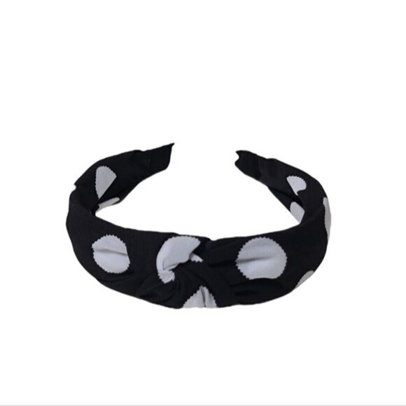 Accessories - Knot Black White Big Polka Dot Print Headband NEW